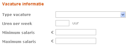 Een simpel formulier met tekstlabels en invoervelden, met achter 1 invoerveld het woord "uur" en voor 2 invoervelden een €-teken.