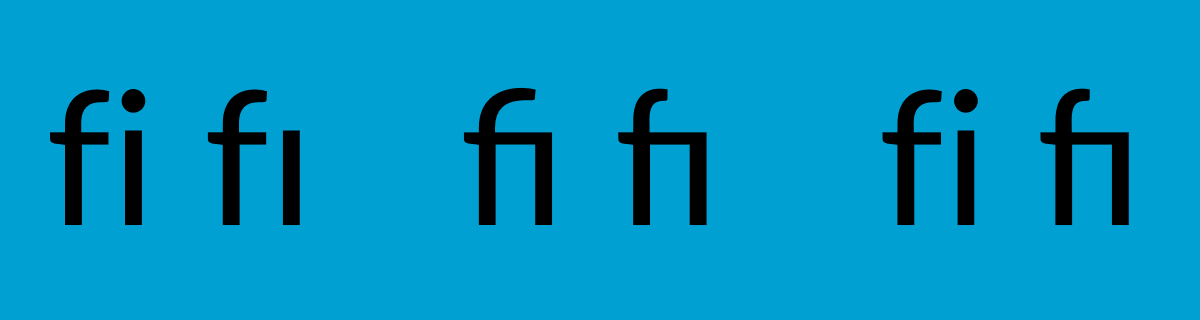 Afbeelding van fi en fı zonder ligaturen, en met ligaturen in het Nederlands en Turks.