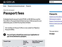 Screenshot GOV.UK passport page