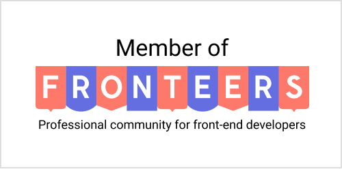 Rectangular badge with text 'Member of Fronteers — professional community for front-end developers'