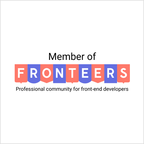 Square badge with text 'Member of Fronteers — professional community for front-end developers'