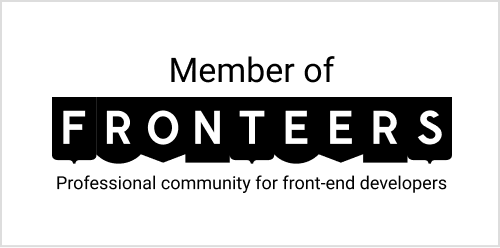 Rectangular badge with text 'Member of Fronteers — professional community for front-end developers'