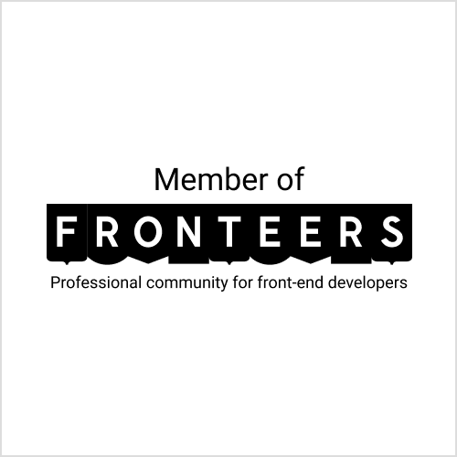 Square badge with text 'Member of Fronteers — professional community for front-end developers'