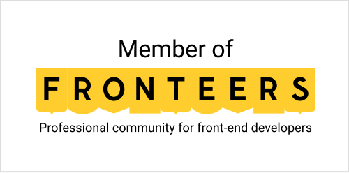 Rectangular badge with text 'Member of Fronteers — professional community for front-end developers'