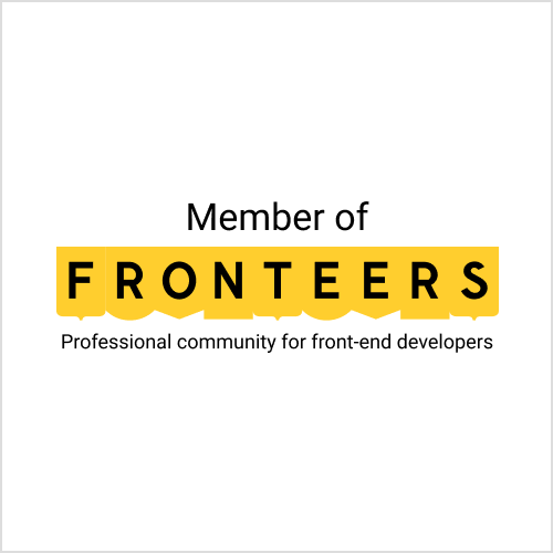 Square badge with text 'Member of Fronteers — professional community for front-end developers'